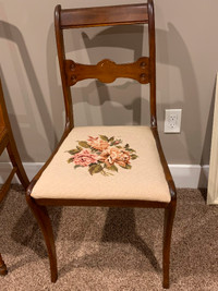 Upholstered needle point seat dining chair