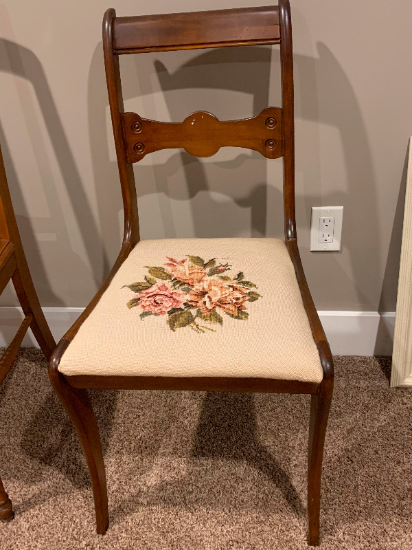 Upholstered needle point seat dining chair in Dining Tables & Sets in Grand Bend