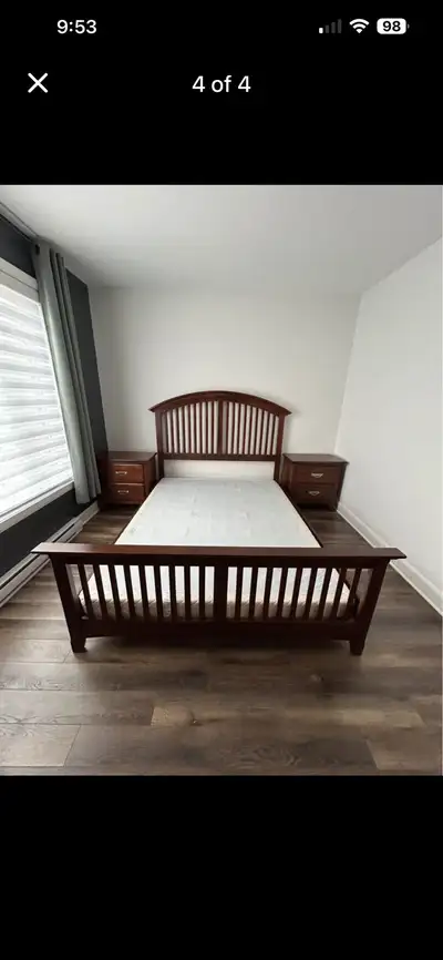 Solid Wood Bed Frame with Matching Nightstands, View more
