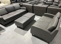 New! Save Big! Leather Sofa And Love Seat With Storage Ottoman