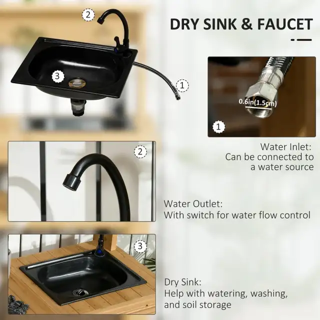 37.4" L x 19.3" W x 48" H Outdoor Potting Bench Table, Yellow in Patio & Garden Furniture in Markham / York Region - Image 6