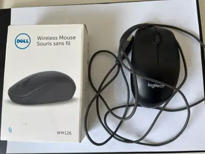 Brand new Dell wireless mouse - Logitech wired mouse, View more