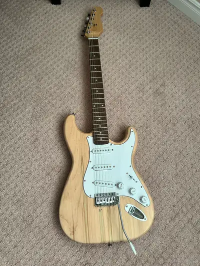 This electric guitar was made in a shop for a school project.