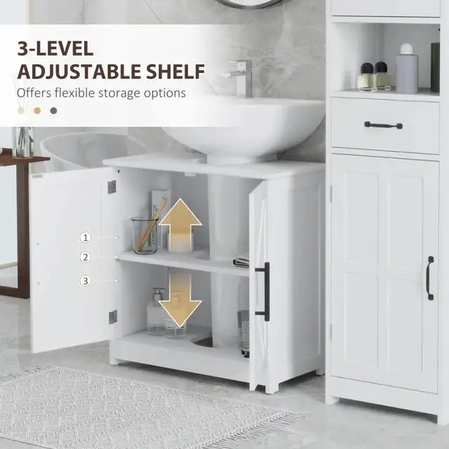 24" Bathroom under sink Farmhouse Pedestal Sink Storage Cabinet  in Bathwares in Markham / York Region - Image 7