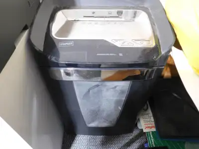 2 cross cut paper shredders available. One staples brand rated 22 pages, one Red brand rated 24 page...