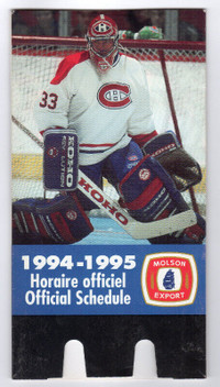 CARTE DE HOCKEY PATRICK ROY PRÉSENTOIRE POUR HORRAIRE OFFICIEL