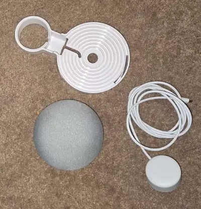 Two Google Nest Mini, the speakers. , View more