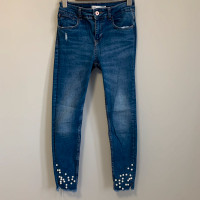 Zara Jeans with Pearl Embellishments - Size 4