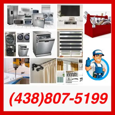 installation tv/television/support television/rideaux, View more