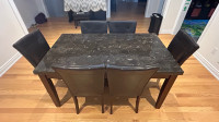 Dining Table Black Granite Top for 6