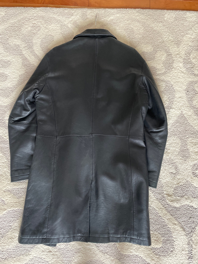  Kenneth Cole long men’s black  leather  jacket. Medium  in Men's in Banff / Canmore - Image 4