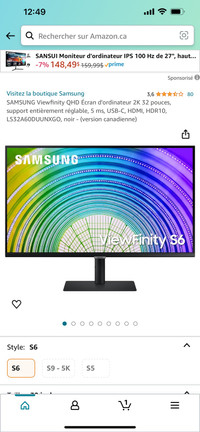 Moniteur Samsung Viewfinity S6 32&nbsp;´´