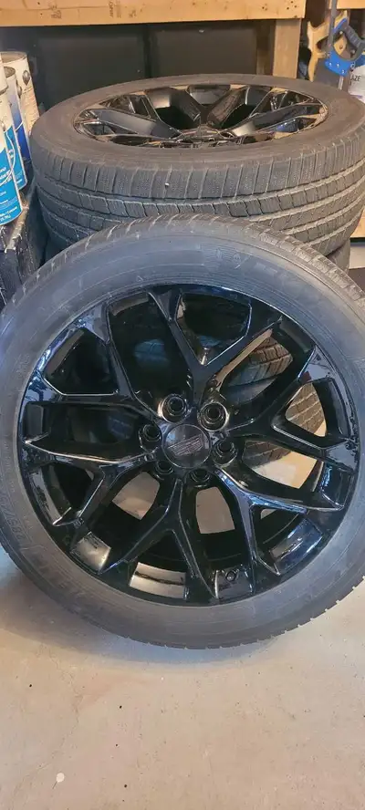 Tires and rims came off a 2018 cadillac escalade. Rims just got painted never use, Tires are in good...