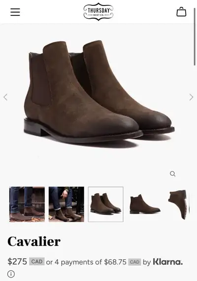 Thursday Boots Men’s Chocolate Suede Cavalier Chelsea US 9.5, View more