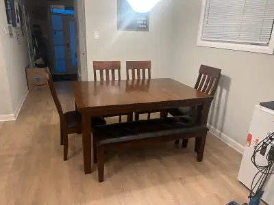 Dining Table with 4 chairs and Bench for 2, View more