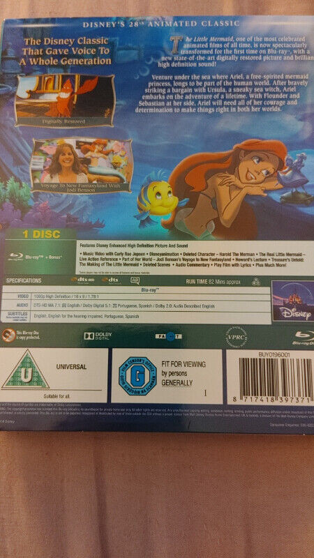THE LITTLE MERMAID NEW AND SEALED WITH SLIPCOVER BLURAY in CDs, DVDs & Blu-ray in Oakville / Halton Region - Image 2