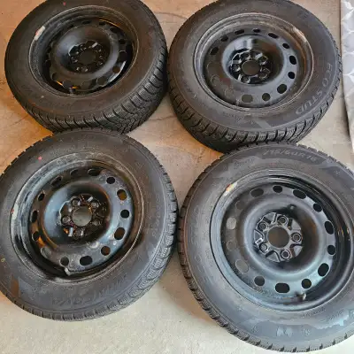 Selling four 16 inch Minerva winter tires with steel rims for $650. 90% of tread remaining. Tire siz...
