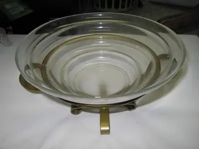 Decorative Glass Bowl w/ Metal Stand, View more
