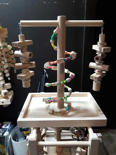 T stands toys paystands with toys Also offer repares on the stands so no need to throw it away . Mad...