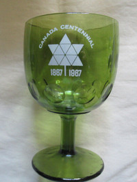 Centennial Green Glass Goblet 1867-1967