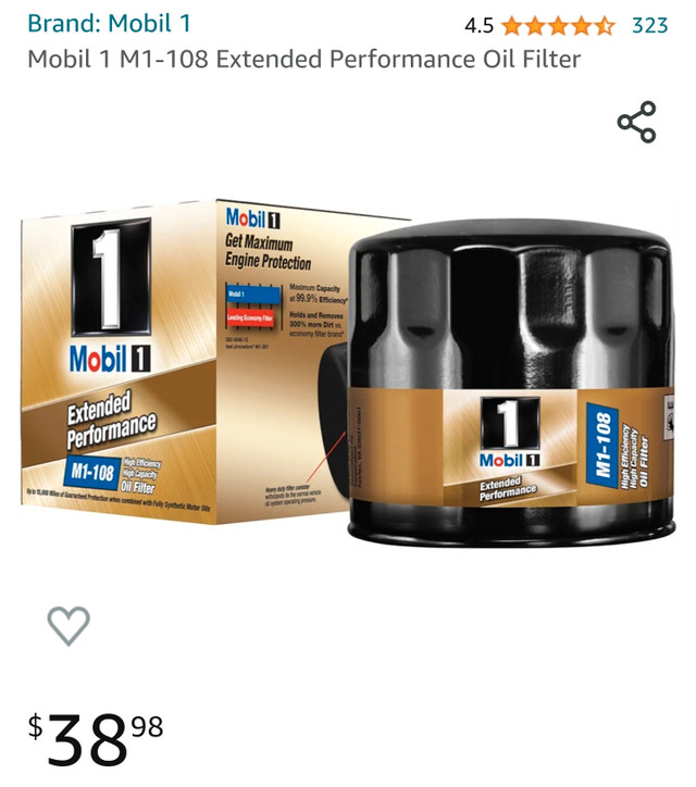 Mobil 1 M1-108 Extended Performance Oil Filter in Engine & Engine Parts in Ottawa - Image 2