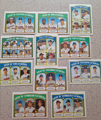 2021 Topps Heritage Baseball "LEAGUE LEADERS" Lot" Subset of 2020 AL & NL Stats Leaders. Asking $10...