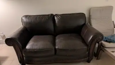 Dark Brown Genuine Leather Loveseat, View more