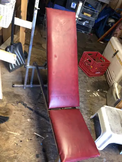 vintage leather weight bench , View more