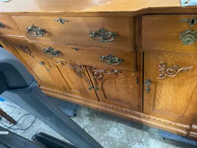 Dining room table set and hutch - antique, View more