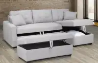 Triple Storage Ottoman Sofa Bed 87in - Free Delivery & Install