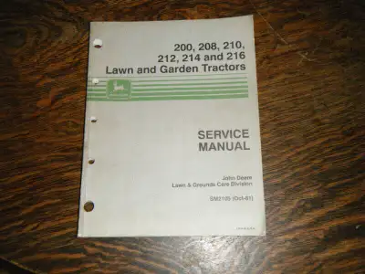 John Deere 200, 208, 210, 212, 214, 216 Tractors Service Manual shipping available at your cost any...