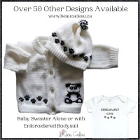 Panda Baby Sweater, Baby Sweaters, Baby Bodysuit, Handmade, Baby