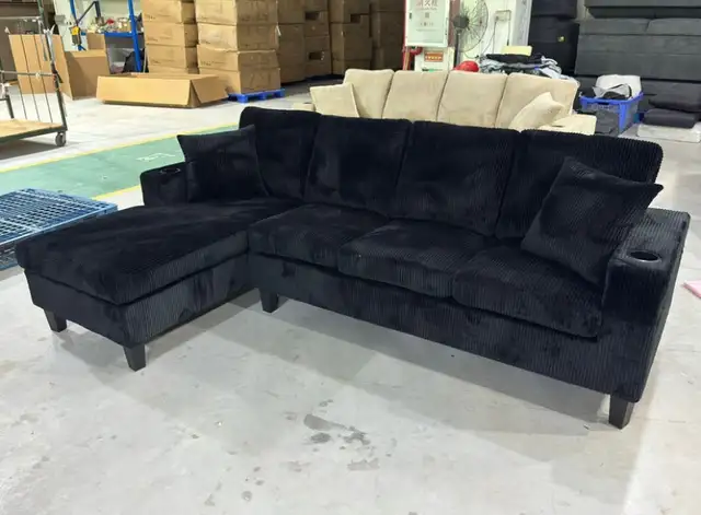 Corduroy Sectional Sofa in Couches & Futons in Vancouver - Image 2
