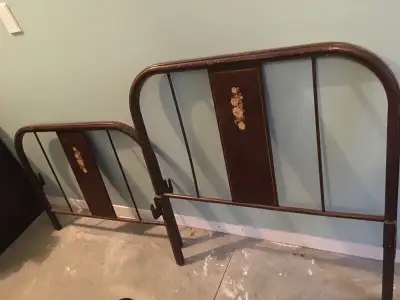 Wrought iron antique sgle bed box sprin/lit sim antique fer forg, View more