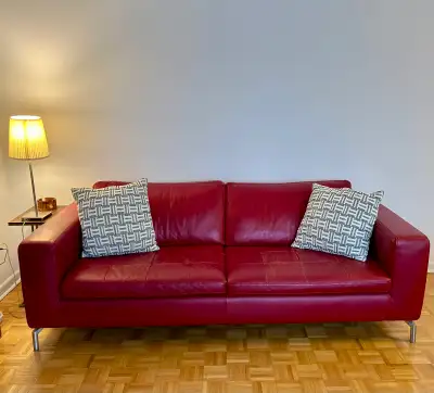 Natuzzi Modern Red Leather Couch, View more