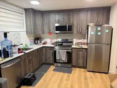 Modern 1 bedroom basement suite with a private 4 piece bathroom and in-suite laundry available from...