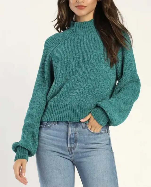 Lulu's Teal Mock Neck Sweater size XS in Women's - Tops & Outerwear in Markham / York Region - Image 3