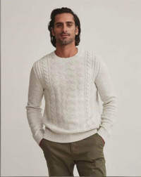 RW&CO Sweater - Essential Crew Neck Cable Knit, BRAND NEW