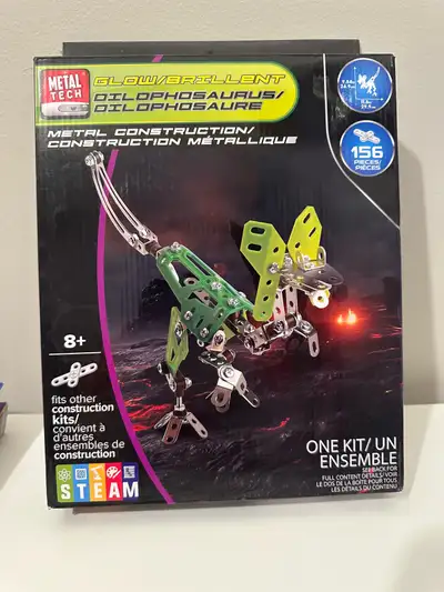 New Metal Tech Glowbrillent Dilophosaurus Construction Set 8+, View more