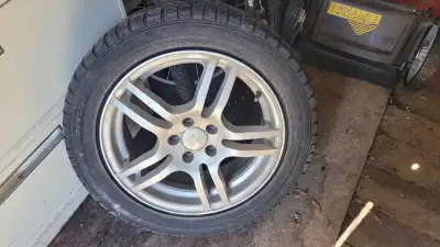 Rims and Tires 7 tires are good, the 8th has a hole. Both sets of tires fit on the rims. 225/60R16 2...