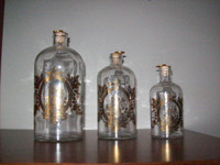 Vintage Gilded Glass Bottles.