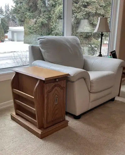 Antique Oak End Table/Magazine Rack, View more