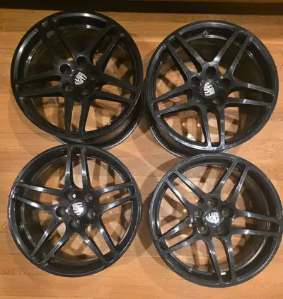 Porsche OEM Huf mags wheels. Very clean black powder coated finish. Straight mags. Staggered Front 1...