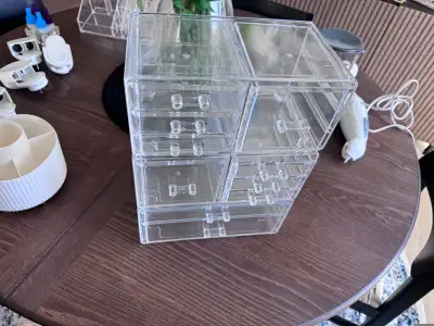 FOR SALE: Acrylic 4-Pack Clear Makeup Organizer – Stackable, View more