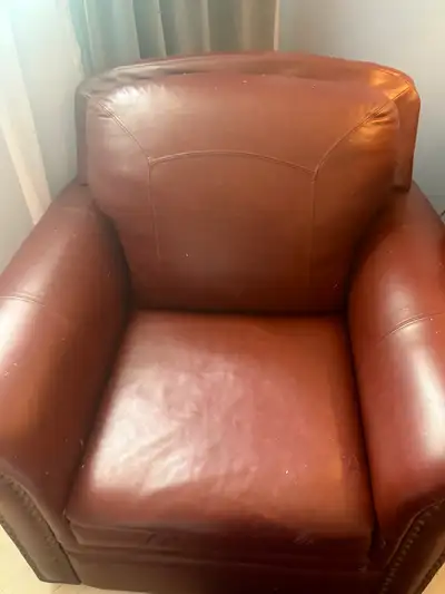 Reddish Brown Leather Armchair, View more