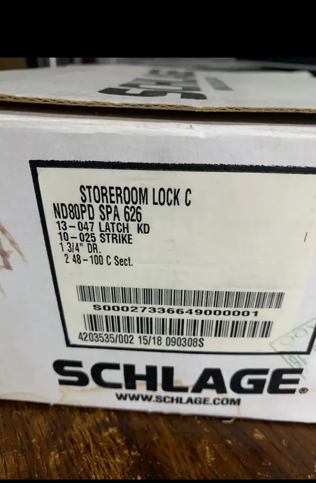 Schlage ND80PD SPA 626 Satin Chrome Heavy Duty Storeroom Lever L in Windows, Doors & Trim in Markham / York Region - Image 3