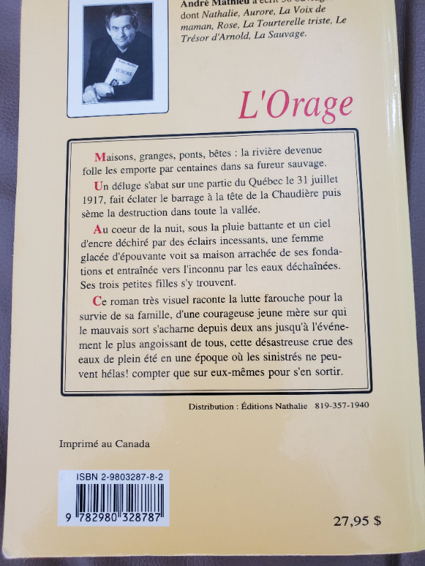 8 ROMANS NEUFS D'ANDRÉ MATHIEU$5.00CH: L'ORAGE 475PAG, DEMAIN TU dans Ouvrages de fiction  à Longueuil/Rive Sud - Image 3