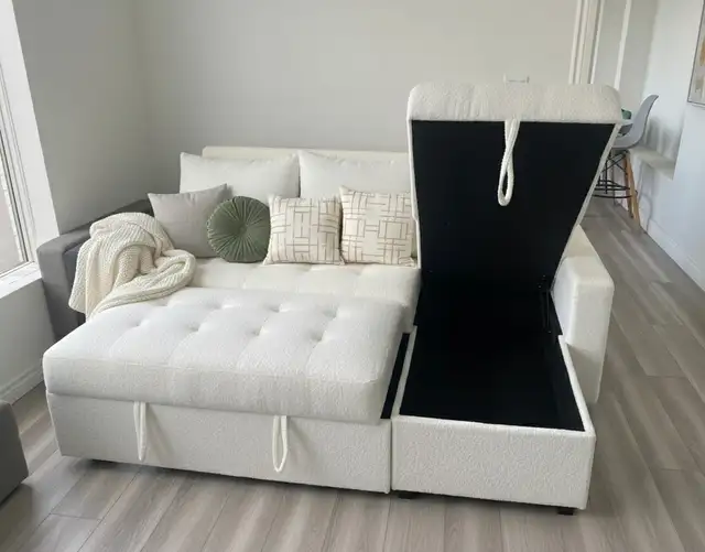 PRE ORDERS !! L-Shape Sofa Bed with Storage Chaise - Convertible in Couches & Futons in Burnaby/New Westminster - Image 7