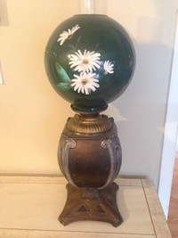 Rare antique brass oil lamp, Glass globes lantern light
