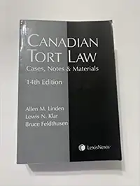Canadian Tort Law – Cases, Notes & Materials, 14th Edition